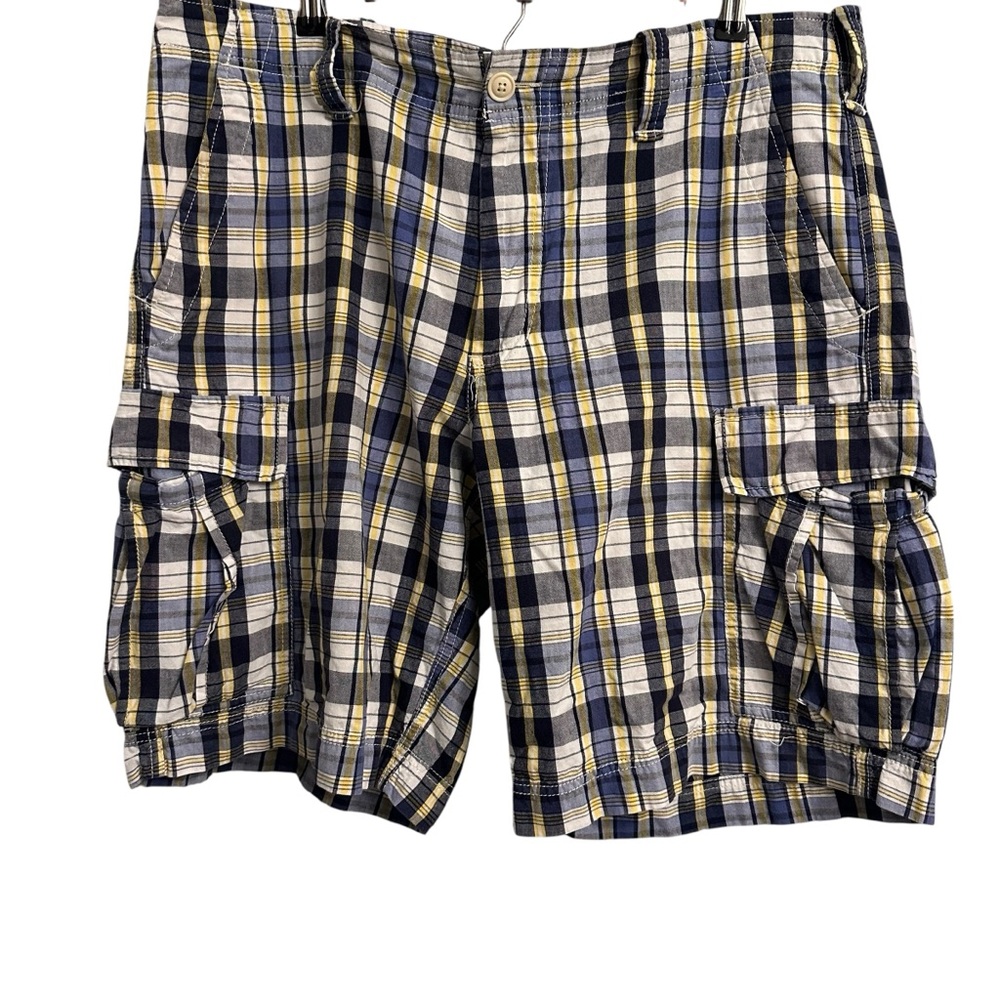 Polo Jeans Company Ralph Lauren Cargo Shorts Men’s 38 Plaid Blue Yellow Golf